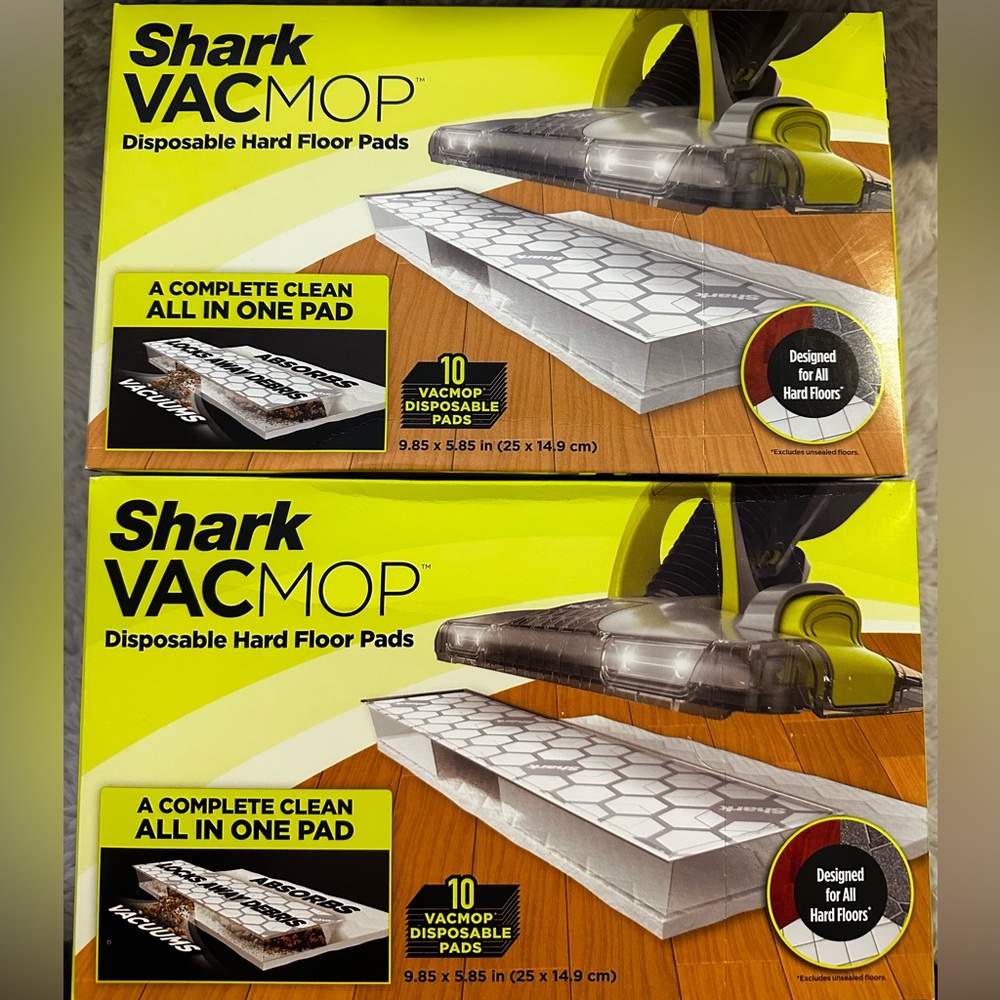 (2) Shark Vacmop Disposable Floor Pads 10ct Brand New and Never Opened.